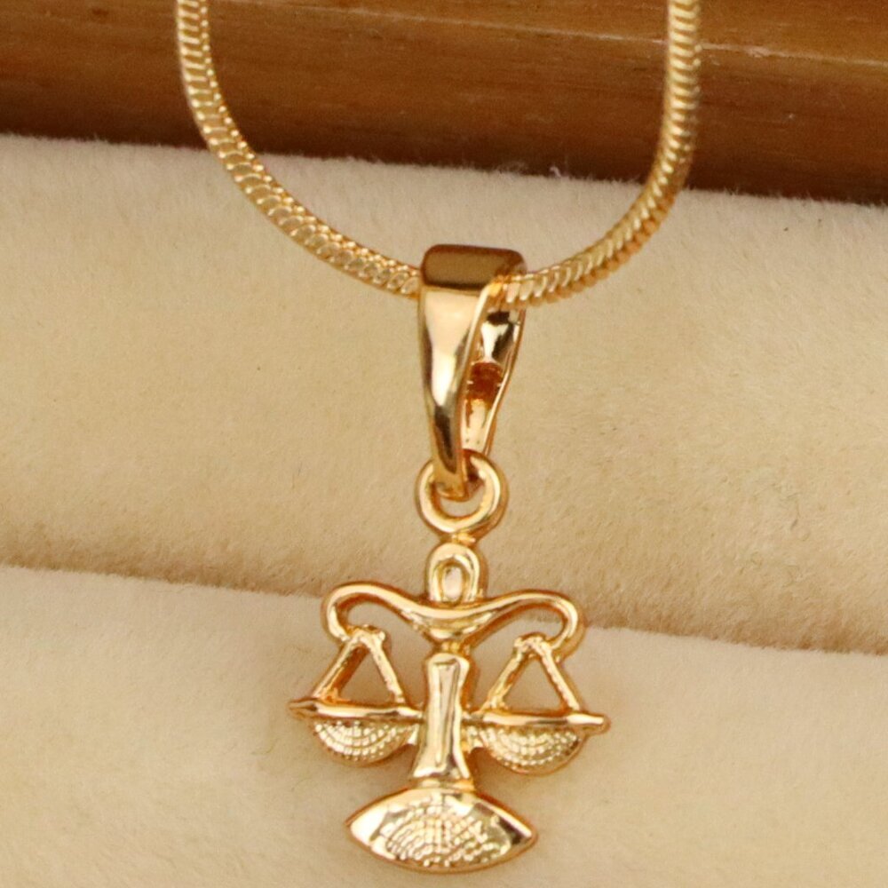 "Libra Zodiac Scales Rose Gold Pendant Stylish Charm, XPPT1468